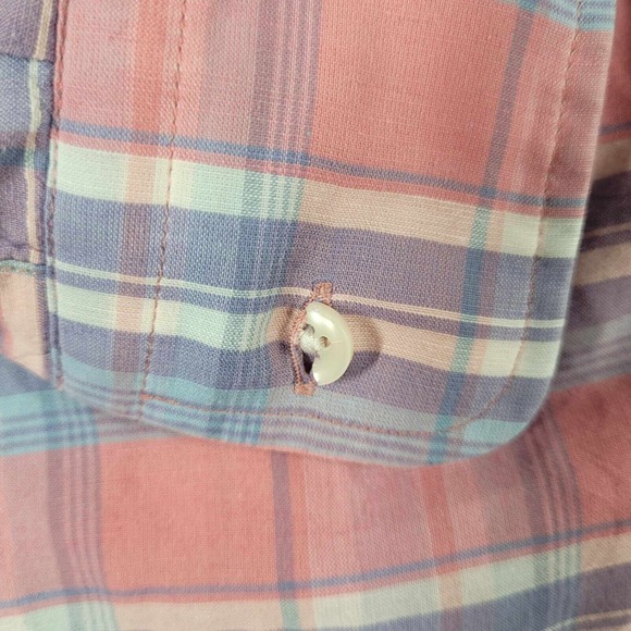 Faherty Button Up Long‎ Sleeve Shirt Men's XL Plaid Blue Pink White Comfort - Picture 12 of 13